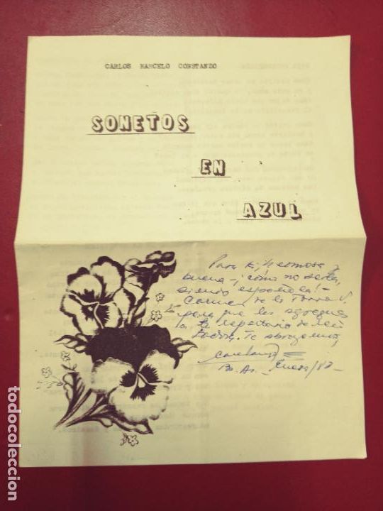 Outros artigos de papel: Carlos Marcelo Constanzo: Sonetos en azul (Ediciones La vasija de Barro. Separata 16. 1982)
