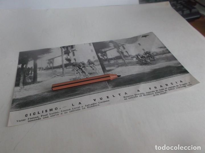 Otros Art&iacute;culos de Coleccionismo en Papel: RECORTE A&Ntilde;O 1928.(HENDAYA)CICLISMO,LA VUELTA A FRANCIA ,CORREDORES POR LAS CALLES DE HENDAYA
