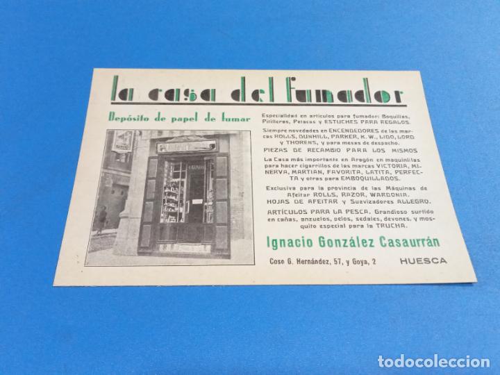 Paper Collecting Others: TARJETA PUBLICITARIA. LA CASA DEL FUMADOR. IGNACIO GONZALEZ CASAURR&Aacute;N. HUESCA. 14 X 10