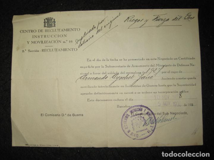 Otros art&iacute;culos de coleccionismo en papel: BARCELONA-CENTRO DE RECLUTAMIENTO INSTRUCCION Y MOVILIZACION-GUERRA CIVIL-VER FOTOS-(K-6849)