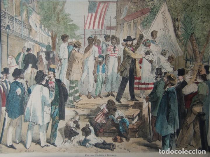 Otros Art&iacute;culos de Coleccionismo en Papel: Esclavismo. s. XIX. P&aacute;gina de &rdquo;Le Monde illustr&eacute;&rdquo;. Grabado coloreado