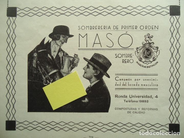 Otros Art&iacute;culos de Coleccionismo en Papel: publicidad vintage sombrereria maso sombrero ronda universidad barcelona a&ntilde;os 20 art deco hipica