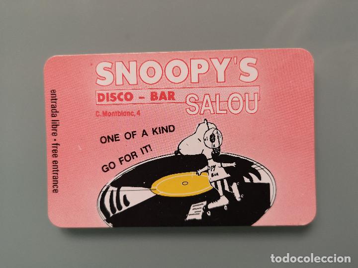 Otros art&iacute;culos de coleccionismo en papel: TARJETA PUBLICIDAD DISCO BAR SNOOPY'S - SALOU ( A&ntilde;os 80 )