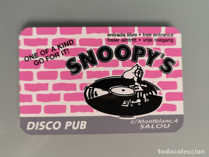 Otros art&iacute;culos de coleccionismo en papel: TARJETA PUBLICIDAD DISCO BAR SNOOPY'S - SALOU ( A&ntilde;os 80 )