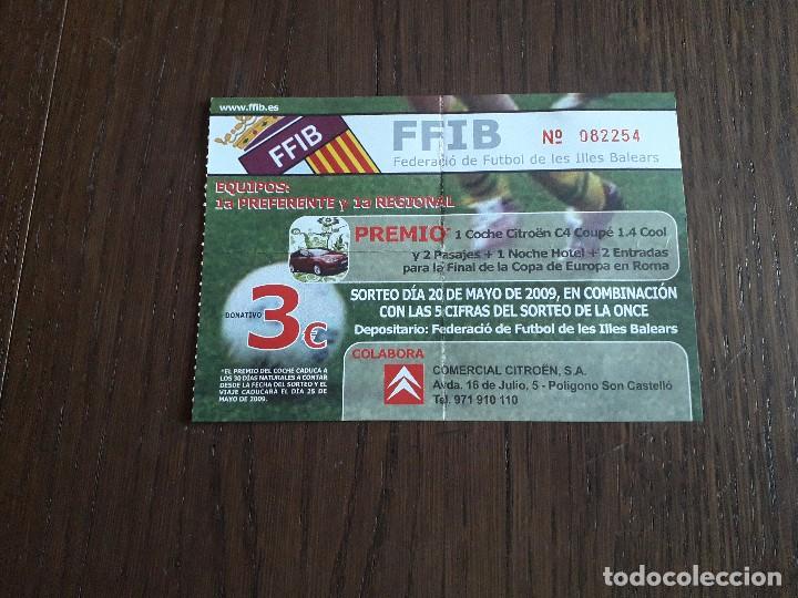 Otros Art&iacute;culos de Coleccionismo en Papel: papeleta, sorteo coche citroen, federaci&oacute; de futbol de les Illes Balears, FFIB, a&ntilde;o 2009
