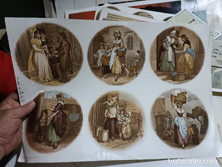 Otros art&iacute;culos de coleccionismo en papel: Antiguo pliego de calcoman&iacute;as probablemente utilizadas para decorar los platos