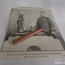 Otros Artículos de Coleccionismo en Papel: RECORTE AÑO 1908.RONDA(MÁLAGA)BARTOLOMÉ DOMÍNGUEZ,SARGENTO DE CAZADORES,GANÓ TIRO (MADRID)CICLISTAS