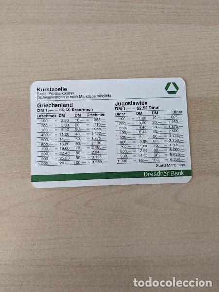 Collectionnisme Papier divers: TARJETA DRESDNER BANK