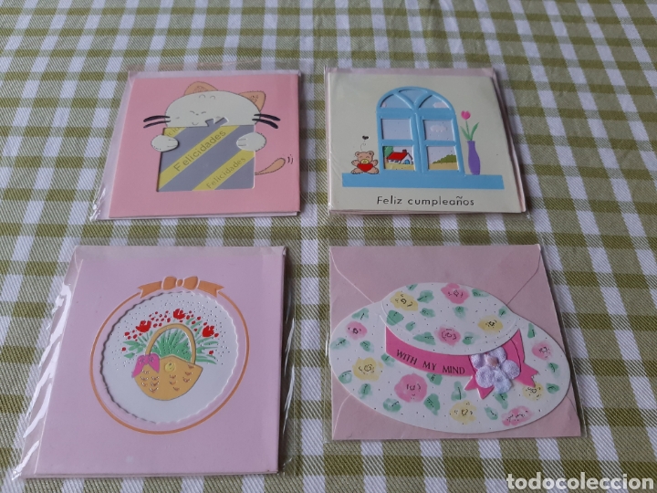Sammelleidenschaft Andere Papierartikel: HOJAS CAMBIO 4 TARJETAS FELICITACI&Oacute;N SOBRE A&Ntilde;OS 90