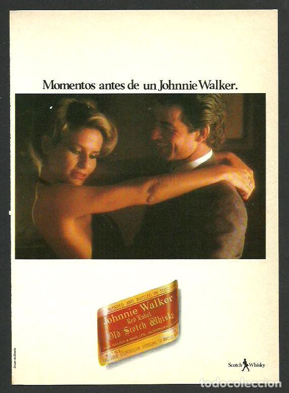Otros Art&iacute;culos de Coleccionismo en Papel: Recorte Publicitario - Johnnie Walker whisky escoc&eacute;s - Publicidad revista prensa peri&oacute;dico antiguo