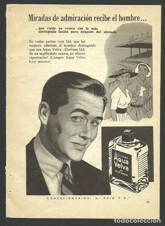 Otros Art&iacute;culos de Coleccionismo en Papel: Recorte Publicitario - Aqua Velva After Shaving - Publicidad revista prensa peri&oacute;dico antiguo