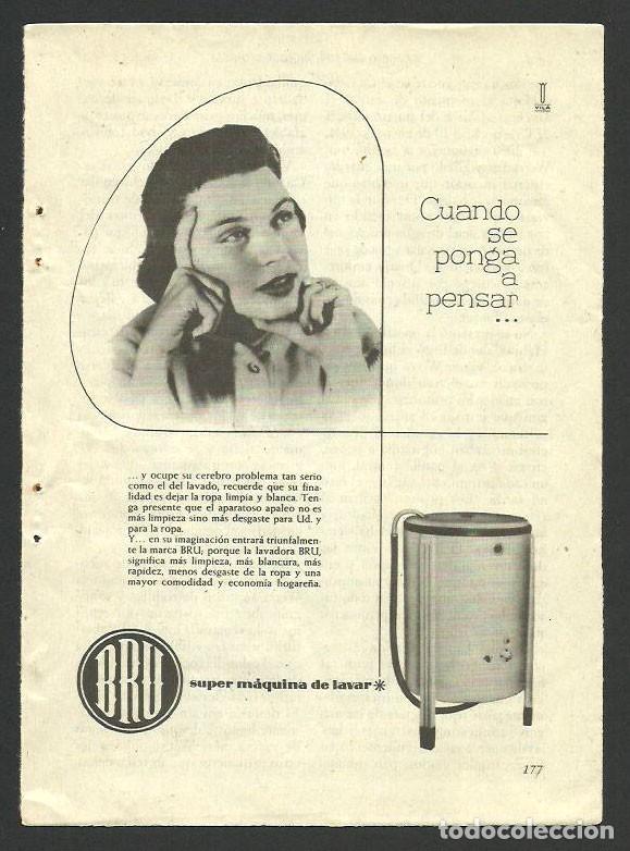Otros Art&iacute;culos de Coleccionismo en Papel: Recorte Publicitario - Lavadora BRU - Publicidad revista prensa peri&oacute;dico antiguo