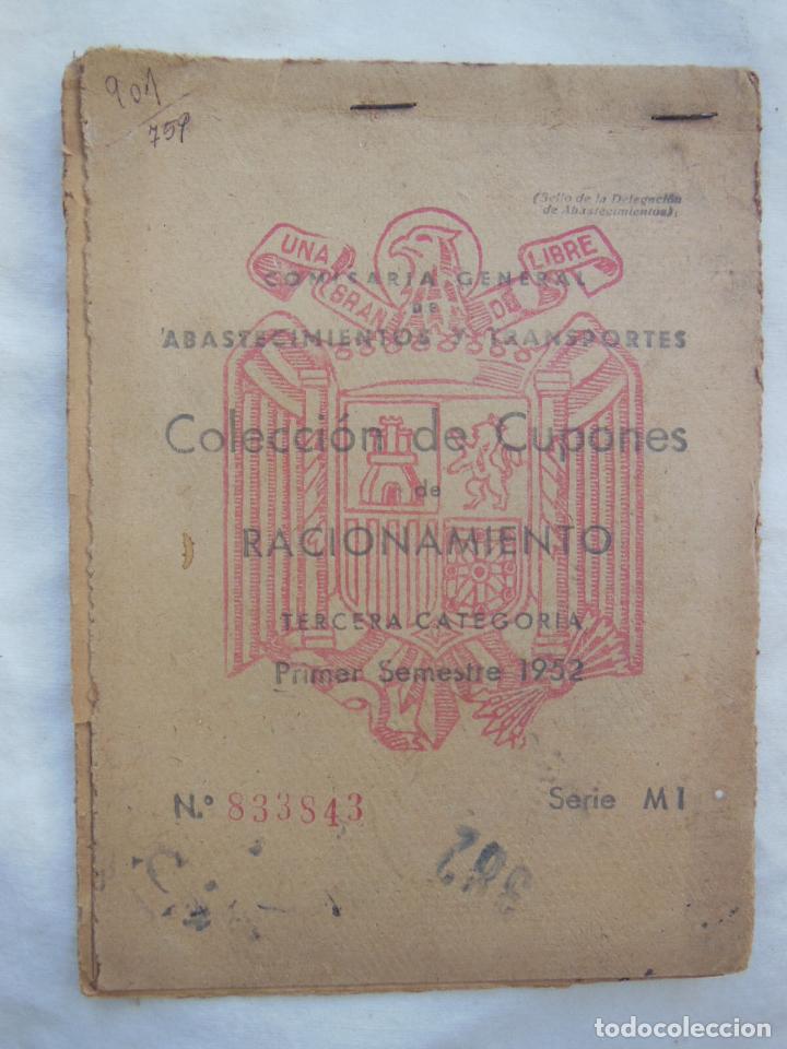Outros artigos de papel: COLECCI&Oacute;N DE CUPONES DE RACIONAMIENTO. Tercera Categoria. Primer Semestre 1952