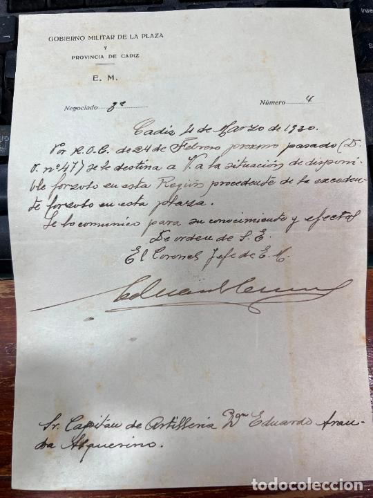 Paper Collecting Others: DOCUMENTO GOBIERNO MILITAR DE CADIZ - A&Ntilde;O 1930