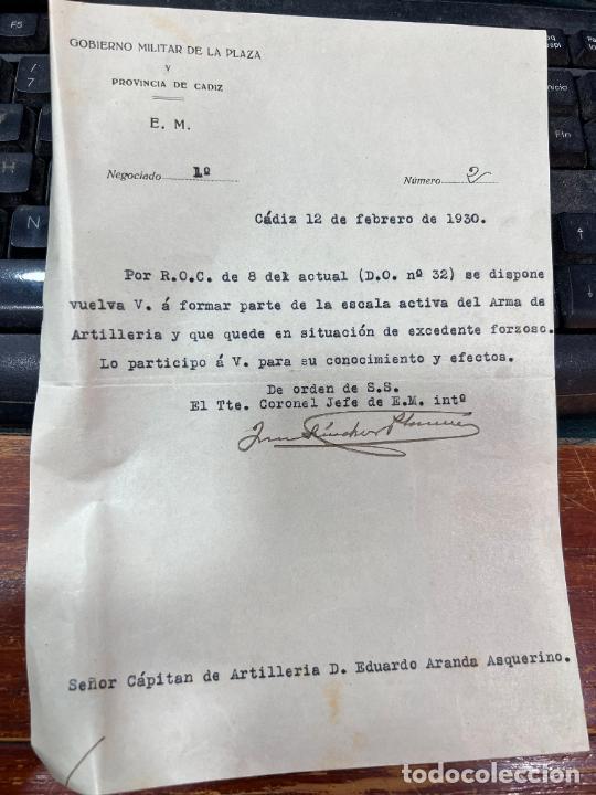 Outros artigos de papel: DOCUMENTO GOBIERNO MILITAR DE CADIZ - A&Ntilde;O 1930