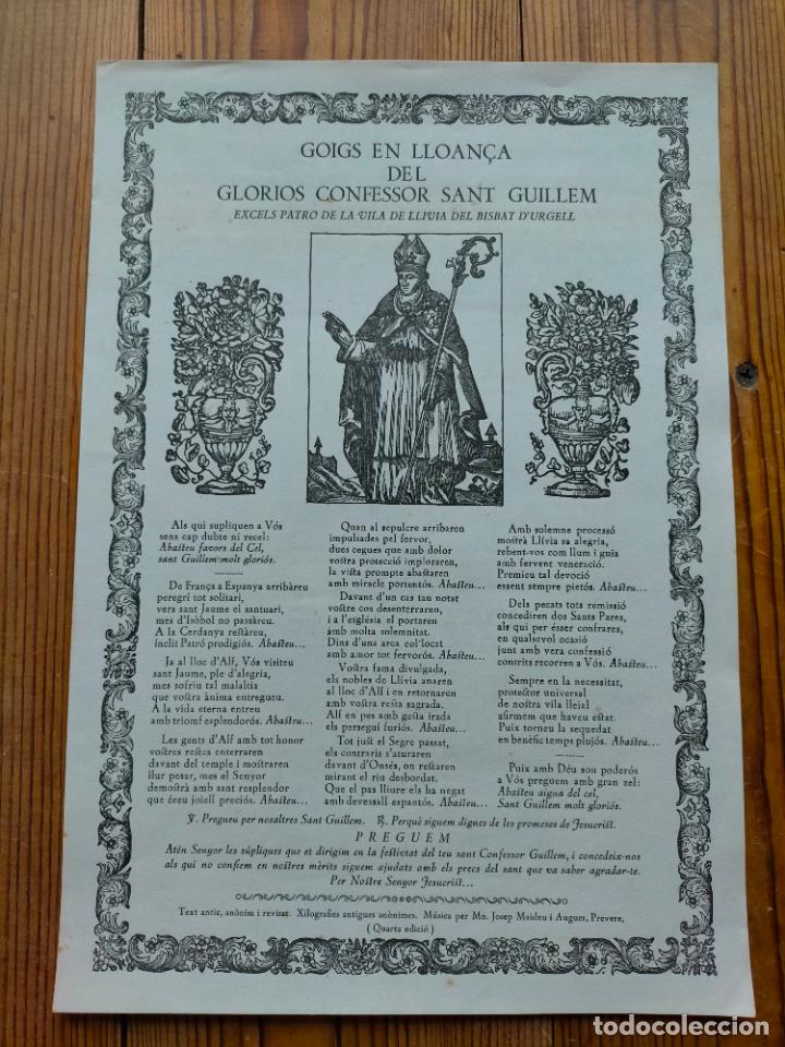 Paper Collecting Others: GOIGS EN LLOAN&Ccedil;A DEL GLORIOS CONFESSOR SANT GUILLEM VILA DE LLIVIA GOZO GOIG CANTO MUSICA