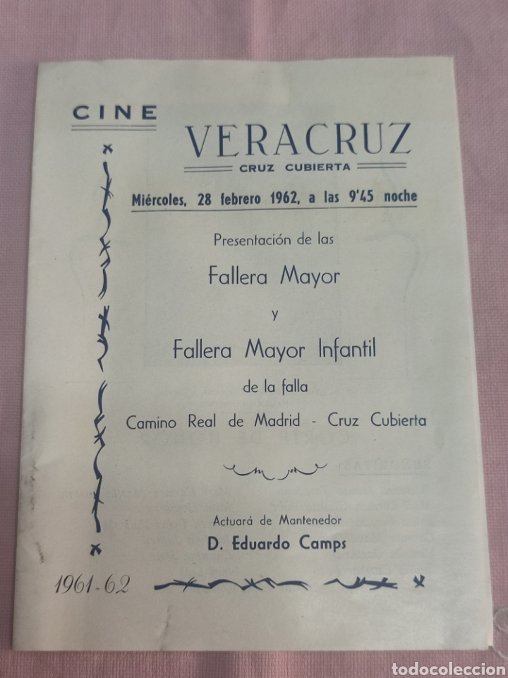 Collectionnisme Papier divers: Presentaci&oacute;n Fallas 1961 Creu Coberta Valencia Cine Veracruz