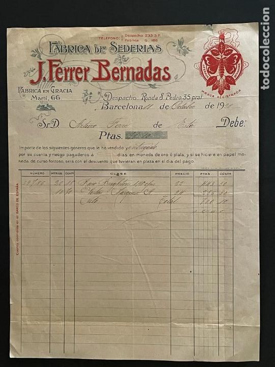 Paper Collecting Others: DOCUMENTO - J.FERRER BERNADAS (FABRICA DE SEDERIAS)