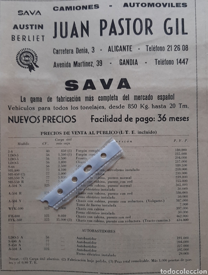 Outros artigos de papel: Publicidad camion furgoneta sava austin de 1965