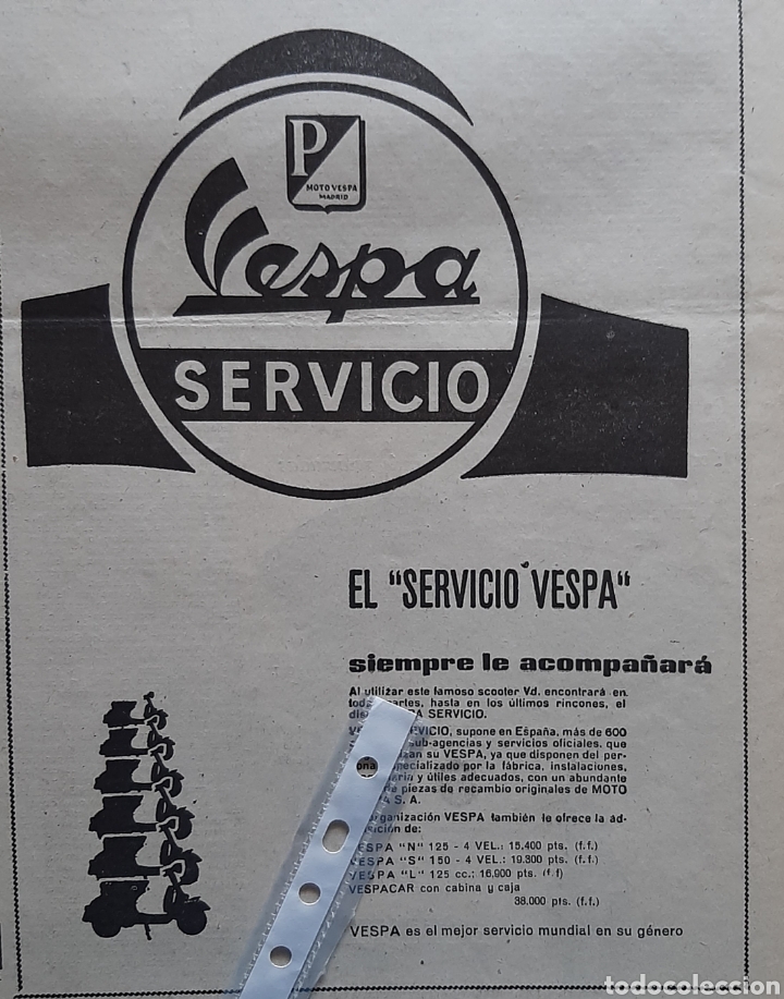 Otros Art&iacute;culos de Coleccionismo en Papel: Publicidad moto motocicleta vespa de 1962