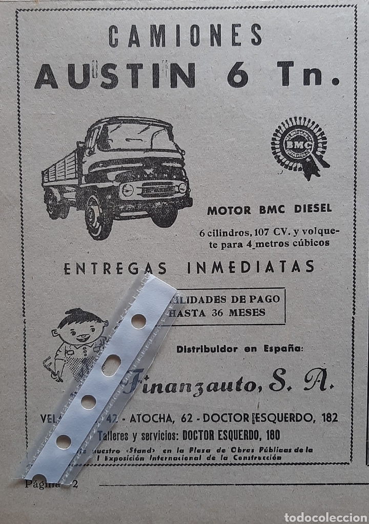 Outros artigos de papel: Publicidad camion austin finanzauto de 1962
