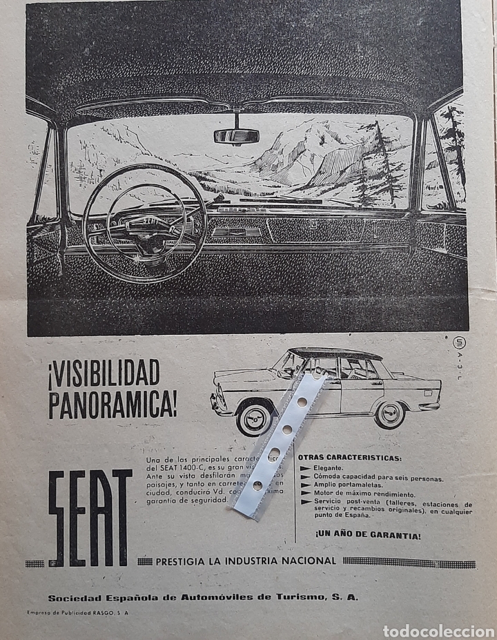 Outros artigos de papel: Publicidad automovil seat 1400 de 1962