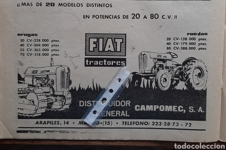 Otros Art&iacute;culos de Coleccionismo en Papel: Publicidad tractores fiat de 1962