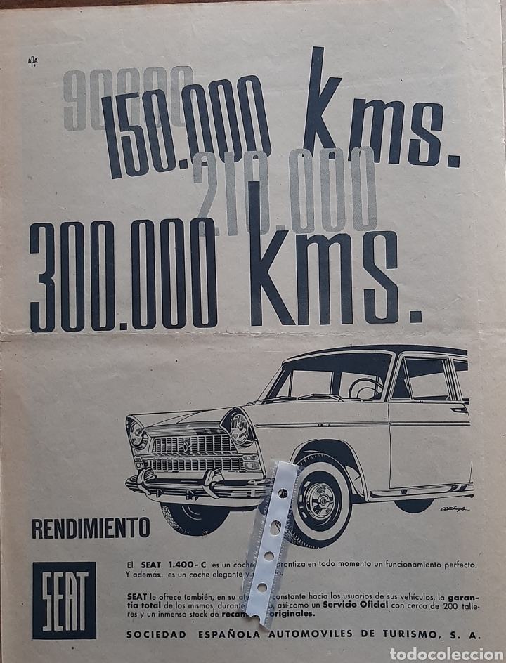 Outros artigos de papel: Publicidad automovil seat 1400 de 1962