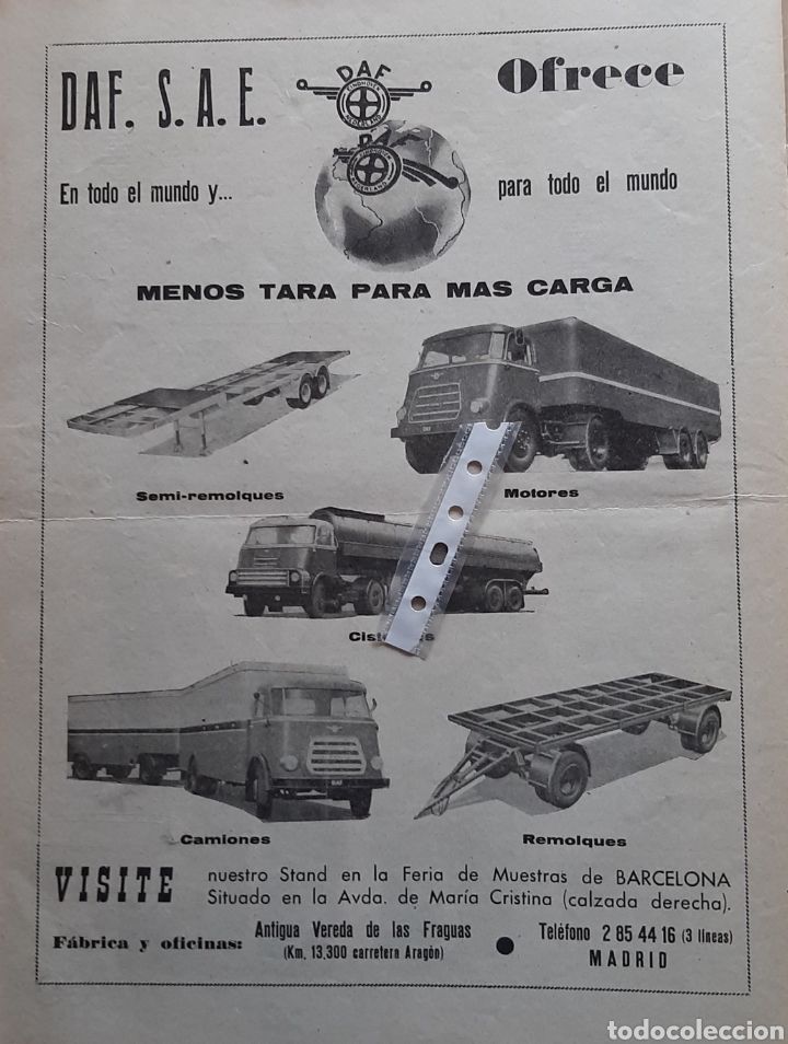 Collectionnisme Papier divers: Publicidad camion daf de 1962