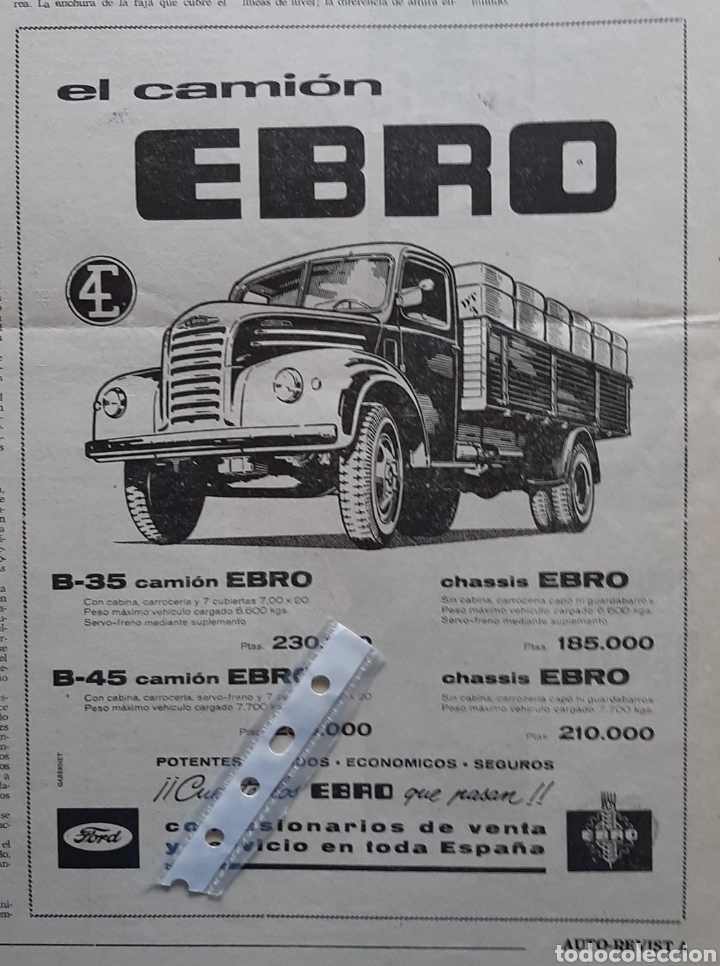 Collectionnisme Papier divers: Publicidad camion ebro de 1962