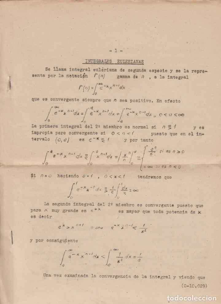 CINCO FOLIOS EXPLICACI&Oacute;N INTEGRALES EULERIANAS.