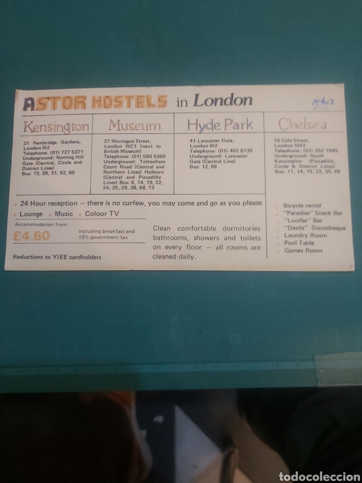 Collectionnisme Papier divers: Astir hoteles un London plano tarjeta vintage