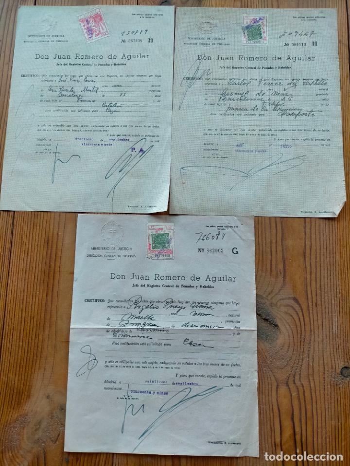 Otros Art&iacute;culos de Coleccionismo en Papel: LOTE CERTIFICADOS CERTIFICACI&Oacute;N LICENCIA CAZA REGISTRO CENTRAL PENADOS REBELDES MINISTERIO JUSTICIA