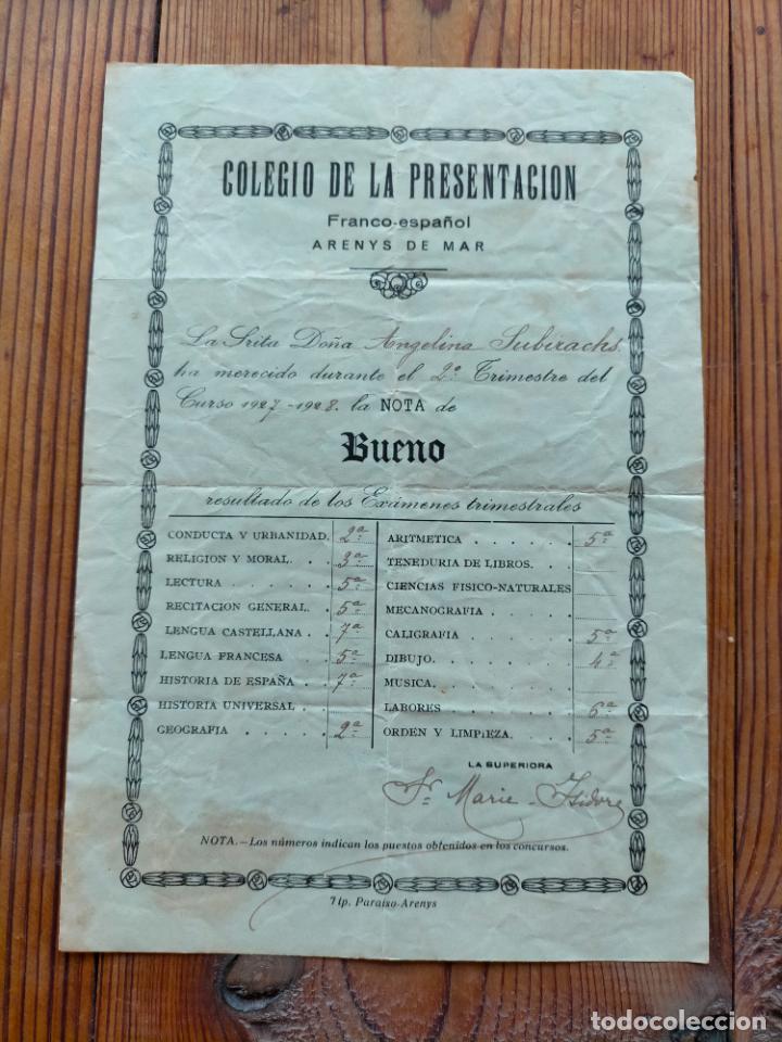 Sammelleidenschaft Andere Papierartikel: NOTAS 1927 - 1928 COLEGIO DE LA PRESENTACION FRANCO - ESPA&Ntilde;OL ARENYS DE MAR