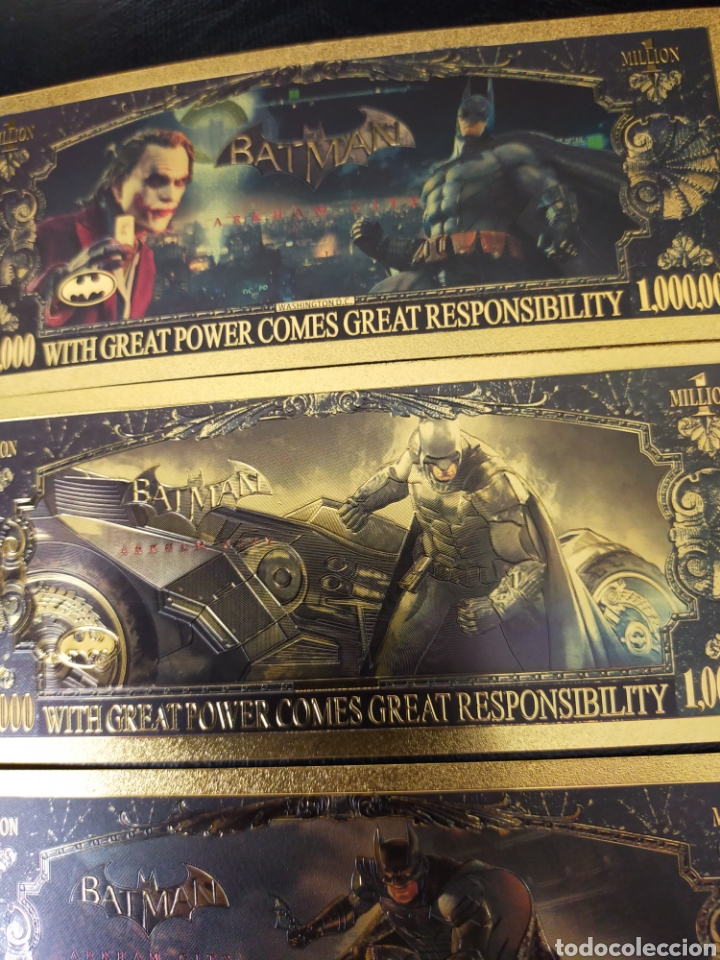 Sammelleidenschaft Andere Papierartikel: COLLECCION 5 BILLETES BATMAN ONE MILLION ORO LAMINADO PRECIOSOS RELIEVES LUJO