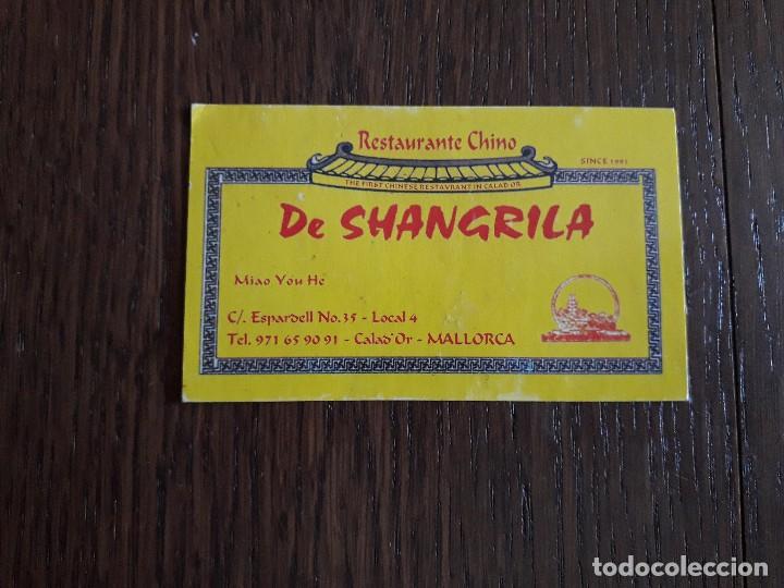 Otros art&iacute;culos de coleccionismo en papel: tarjeta de visita restaurante chino Shangrila, Cala D'Or, Mallorca.