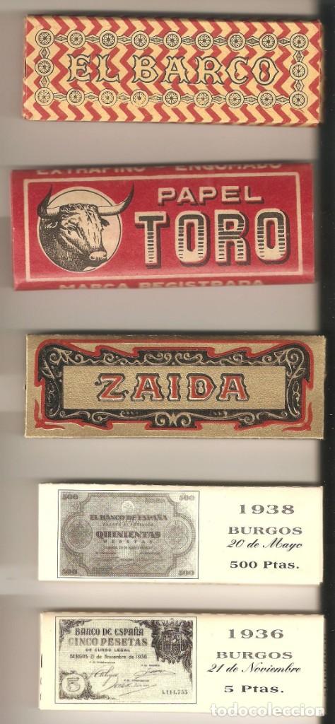 Otros art&iacute;culos de coleccionismo en papel: Papel de fumar marca El Barco-Toro-Zaida-Burgos 1936-Burgos 1938
