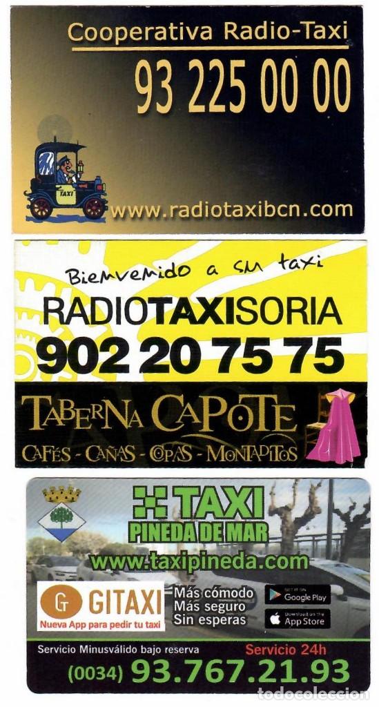 Sammelleidenschaft Andere Papierartikel: TAXIS. 3 tarjetas publicitarias / Cartes publicitaires. Barcelona, Soria, Pineda de Mar.