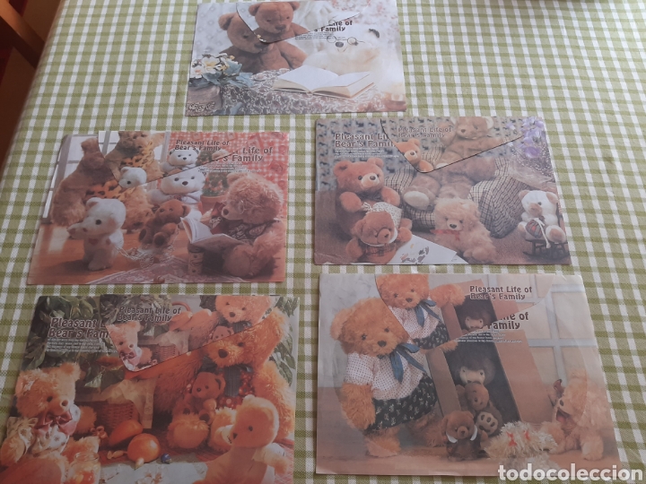 Outros artigos de papel: LOTE 5 CONJUNTOS HOJAS CAMBIO SOBRE BEARS' FAMILY OSOS