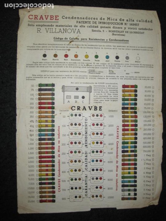Otros art&iacute;culos de coleccionismo en papel: CRAVBE-CONDENSADORES DE MICA DE ALTA CALIDAD-PUBLICIDAD ANTIGUA-VER FOTOS-(K-7138)