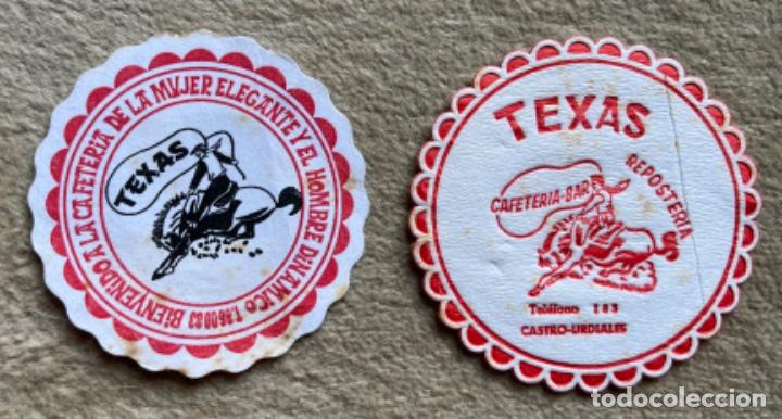 Otros art&iacute;culos de coleccionismo en papel: 2 antiguos posavasos de la Cafeter&iacute;a Texas - Castro Urdiales (Santander - Cantabria)