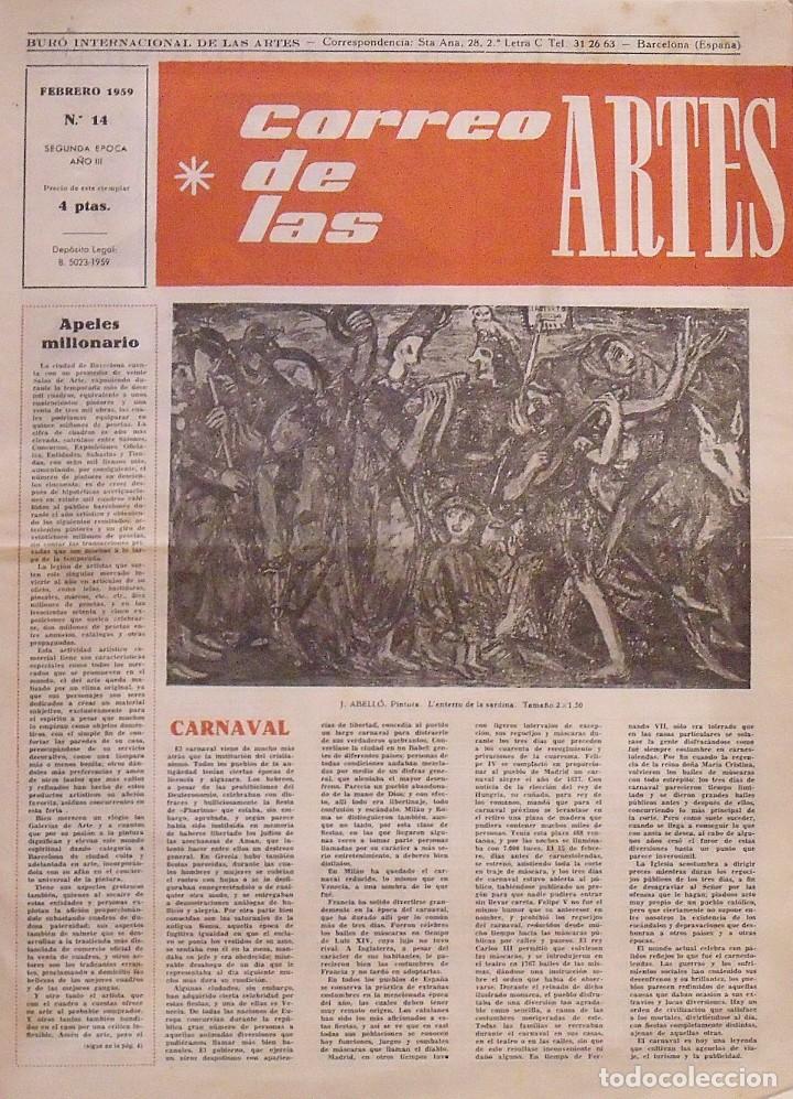 Otros Art&iacute;culos de Coleccionismo en Papel: Correo de las Artes 14. 1959. Apeles millonario, Carnaval. Barcelona. 45x32 cm. 8 p&aacute;ginas.