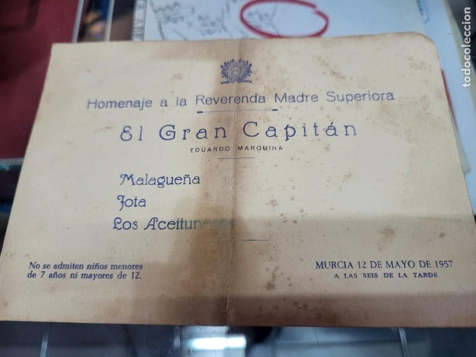 Outros artigos de papel: HOMENAJE A MADRE SUPERIORA CONVENTO MURCIA EL GRAN CAPITAN E. MARQUINA 1957