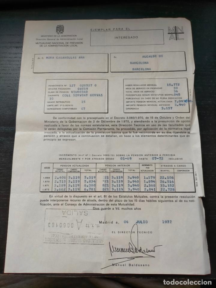 Otros Art&iacute;culos de Coleccionismo en Papel: Ministerio de gobernaci&oacute;n mutualidad nacional de la previsi&oacute;n 1972 prestaci&oacute;n jubilaci&oacute;n