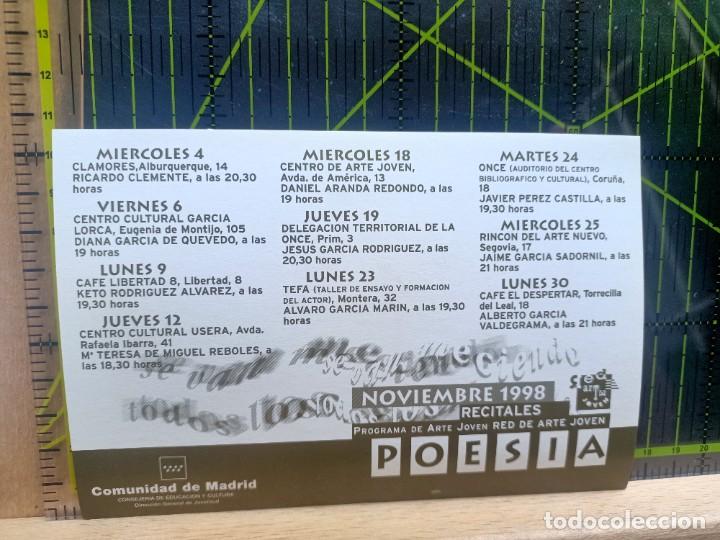Outros artigos de papel: RED DE ARTE JOVEN DE LA COMUNIDAD DE MADRID PROGRAMA RECITALES DE POES&Iacute;A NOVIEMBRE 1998 VER LISTADO