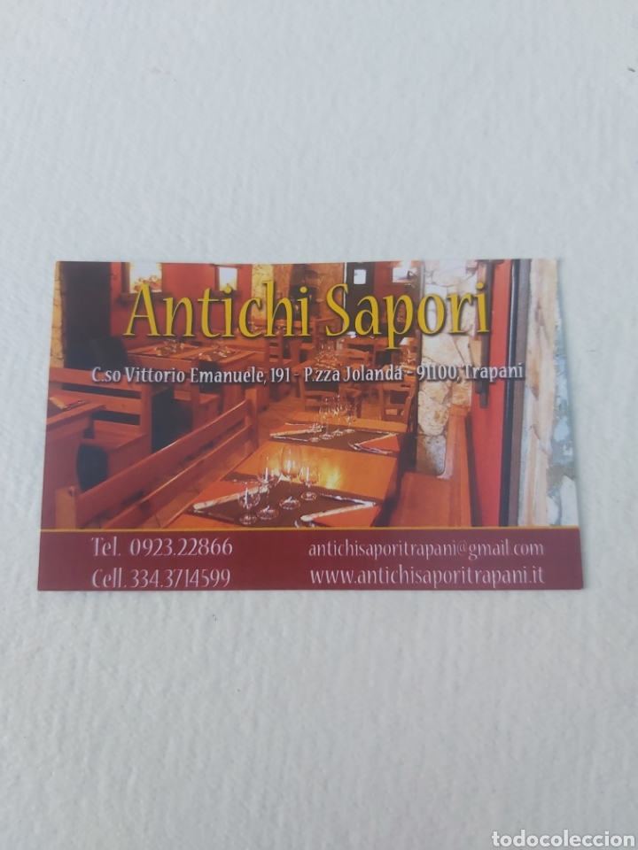 Sammelleidenschaft Andere Papierartikel: Tarjeta visita restaurante antichi sapori pizzer&iacute;a trapani