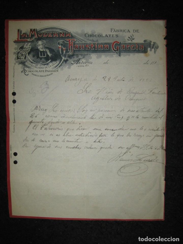 Otros art&iacute;culos de coleccionismo en papel: ASTORGA-FABRICA DE CHOCOLATES LA MODERNA FAUSTINO GARCIA-CARTA-VER FOTOS-(K-7210)