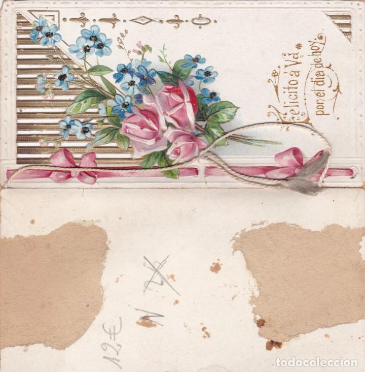 Otros art&iacute;culos de coleccionismo en papel: Felicitaci&oacute;n con flores en relieve principios siglo XX