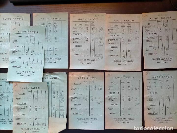 Altri oggetti di carta: Lote documentos tarifas de precios antiguas cigarrillos puros Capote Amo Manj&oacute;n Barcelona