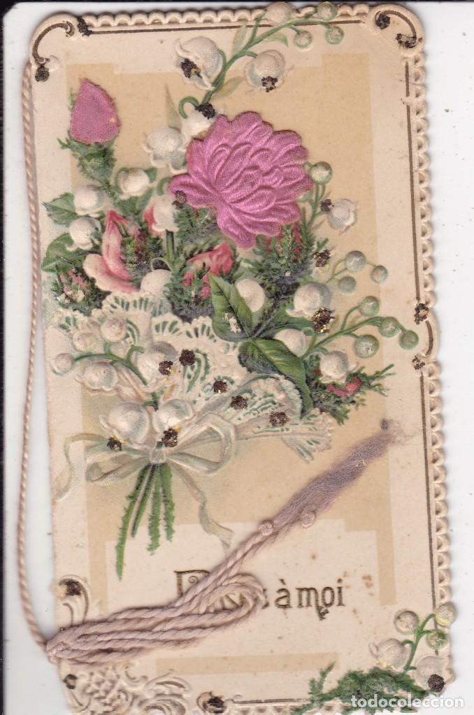 Otros Art&iacute;culos de Coleccionismo en Papel: Recordatorio de flores en relieve de italia principios siglo XX 5,5x10ctms.